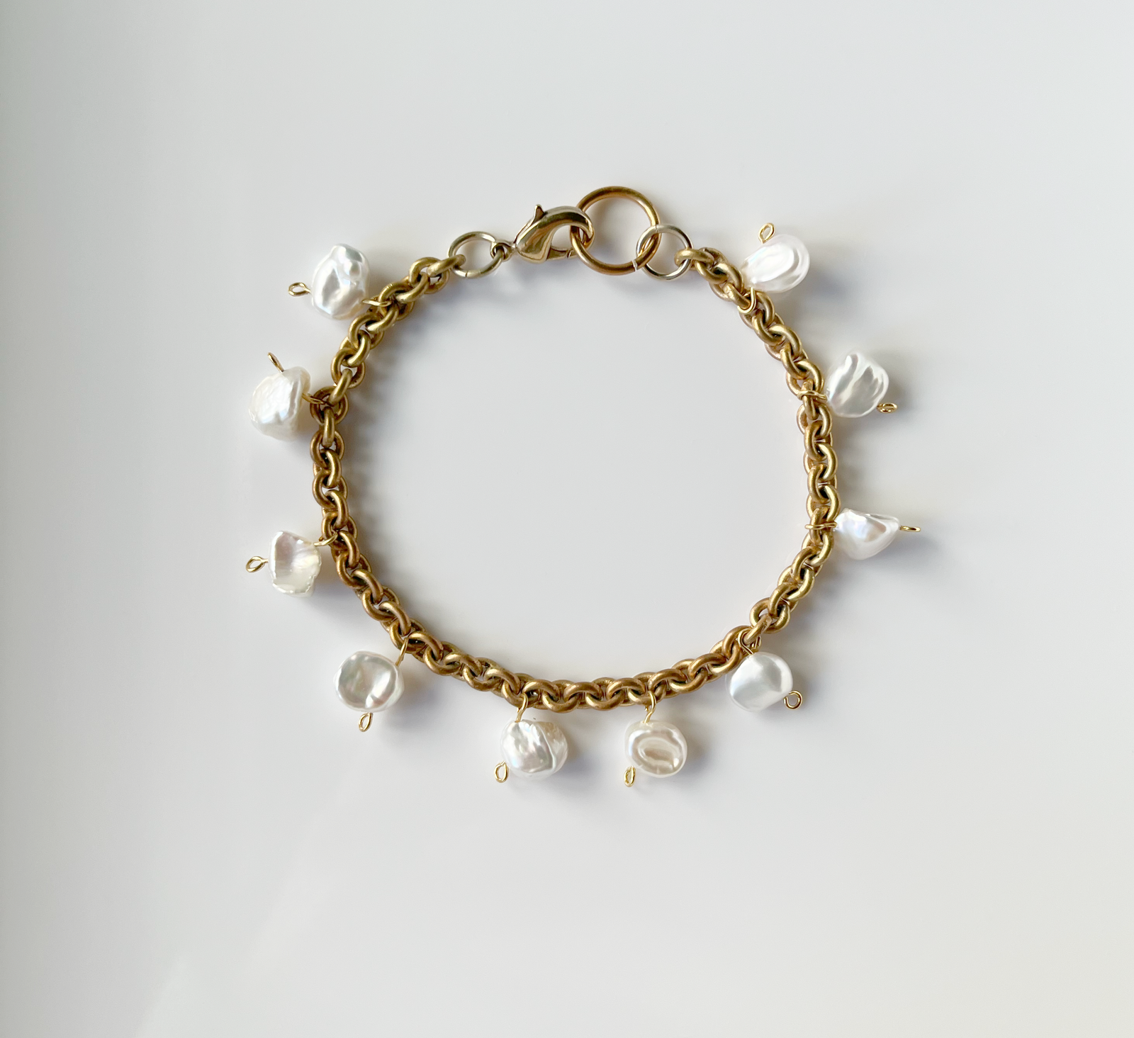 Sterling Silver Charm Pearl Bangle Bracelet | JOIA De Majorca